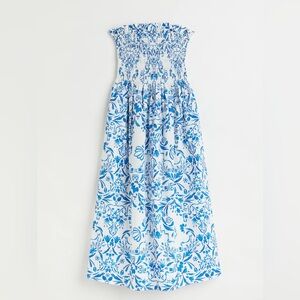 H&M Floral Blue and White Smocked Dress